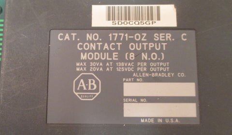 Allen Bradley 1771OZ Ser. C Contact Output Module (8 N.O.) Used
