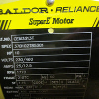 ABB Baldor CEM3313T 3-Phase Motor 10HP 1770RPM 230/460V 1-3/8" Shaft Dia