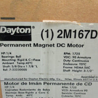 Dayton 2M167D Permanent Magnet DC Motor  1/4 HP 1725 RPM 90V 56C TEFC