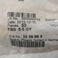 Phoenix Contact FBS 55 GY Terminal Block 3038998 5 Position 50 Pieces