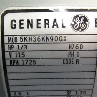 GE Vacuum Pump, 5KH36KN90GX 1/3 HP, 1725RPM, HZ60, 115V, 1 Phase