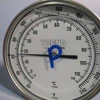 TREND DIVISION OF WIKA 0-240°F 8" Stem 5" Face DIAL THERMOMETER