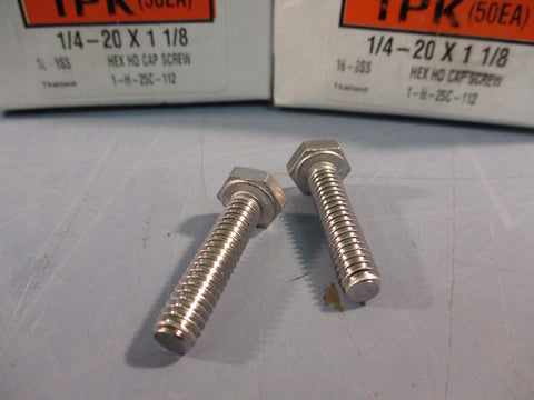Lot of (2) 1/4-20 x 1-1/8" Hex Head Cap Screw Bolt  18-8 SS 1-H-25C-112 (50EA)