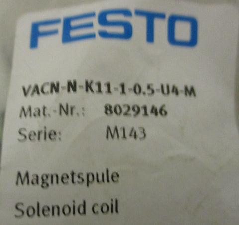 Festo VACN-N-K11-1-0.5-U4-M Solenoid Coil 8029146 24VDC
