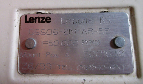 Lenze GSS06-2NHAR-5E Gearbox 1.75" Bore Speed Reducer 50:1 Ratio NOS