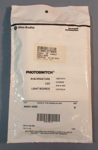 Allen-Bradley Photoswitch Sub Miniature LED Light Source Ser. B 40SA1-4000