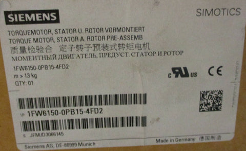 Siemens 1FW61500PB154FD2 Synchronous Torque Motor Stator Simotics 3 Ph NIB