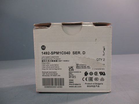 Allen Bradley 1492SPM1C040 1 Pole 4 AMP Circuit Breaker Series D QTY 2 In Box
