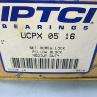 IPTCI UCPX0516 1" Bore Medium Duty Set Screw Pillow Block Bearing  New