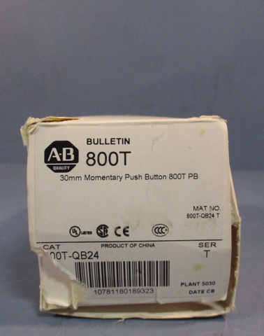 AllenBradley 30mm Momentary Push Button Switch 24vdc Series T 800TQB24
