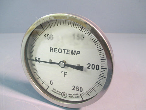 Reotemp Thermometer Temperature Gauge 0-250f  9" Stem JJ0901F47PY-ST