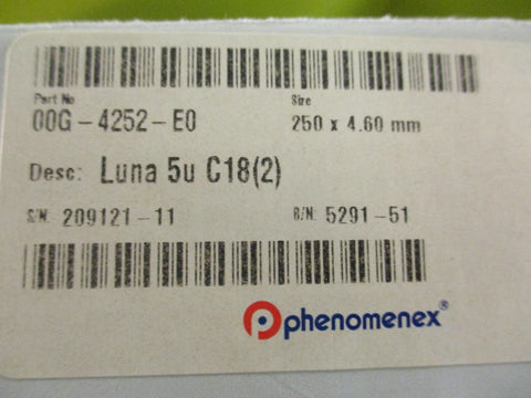 Phenomenex 00G4252E0 Liquid Chromatography Column Luna 5u C18 250x4.60mm