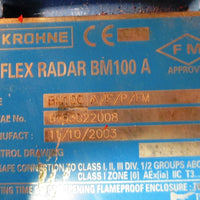 Krohne Reflex Radar BM100 A/F/P/FM 100240VAC w/ 11" OD Flange 150LBS Used