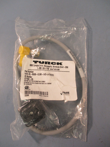 TURCK VAS 22B6690.5MWS 4.4T/S723 ID NUMBER: U715225 SOCKET CONNECTOR