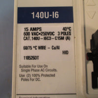 Allen Bradley 140UI6C3C15M (A) 3 Pole Circuit Breaker 15A No Aux