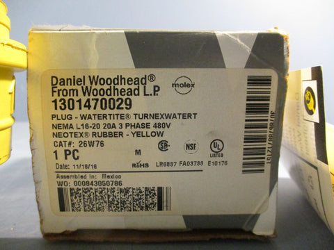 Daniel Woodhead 1301470029 Watertite Plug 3p 4w 20a Amp 480v-ac Cat# 26W76
