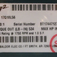 Dodge Tigear 17Q10L56 Speed Reducer 1.67HP In Max 10:1 Ratio 7/8" Shaft Dia