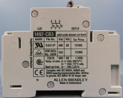 AllenBradley 1492CB3 G020 Circuit Breaker 3Pole 2A