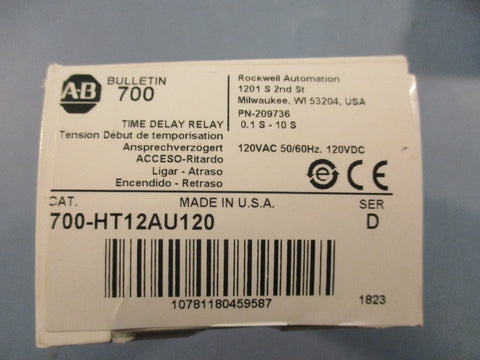 Allen Bradley 700-HT12AU120 Time Delay Relay 120VAC 50/60Hz 120VDC Ser D