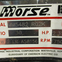 Morse 30RW 2 LR AS8156 Worm Gear Speed Reducer 30:1 1" and 1-3/8" Shaft Dia