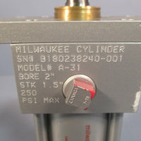 Milwaukee Cylinder Pneumatic Cylinder Bore Size 2" Stroke 1.5" A31