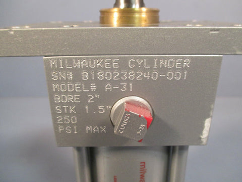 Milwaukee Cylinder Pneumatic Cylinder Bore Size 2" Stroke 1.5" A31