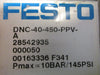 Festo DNC-40-450-PPV-A Pneumatic Cylinder 450mm Stroke 40mm Bore 145PSI Max