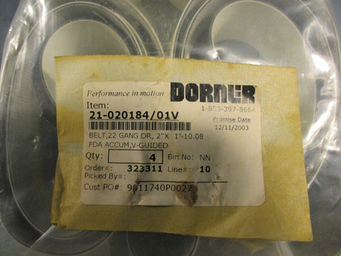 Dorner 21020184 01V belt V Guided FDA Accum 2 in X 1'10.08 (Lot of 4)