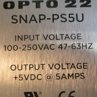 Opto 22 SNAPPS5U Power Supply 100250VAC 4763HZ Input 5VDC 5A Output