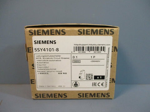 Siemens 5SY41018 Miniature Circuit Breaker ~230/400V 1P FACTORY SEALED
