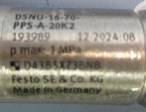 Festo DSNU-16-70-PPS-A-20K2 Pneumatic Cylinder 19389 16mm Bore 70mm Stroke