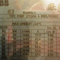 ABB EMVM22374DPPN Motor 37 kW, 1480/1784 RPM, 3 Ph, 3G1F1651385119, 12767201