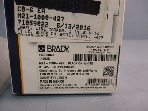Brady M211000427 Black on White, Transparent Label Printer Tape, 14 ft x 1 in