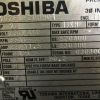Toshiba B0102FLF2UMH04 Motor 10 HP, 3510 RPM, 230/460 V and 215T Frame