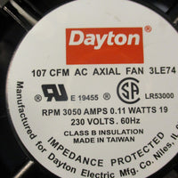 Dayton 3LE74 Axial Fan 230V 60Hz 1 Phase 411/16 In Width 107 CFM