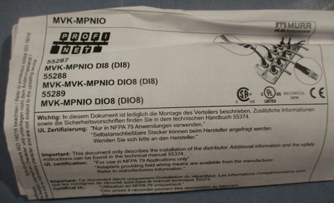 Murr Elektronik 55289 ProfiNet Module MVKMPNIO DIO8 24VDC 311101.313.12