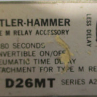 Cutler Hammer D26MT Ser A2 Pneumatic Time Delay Relay Accesory Type M