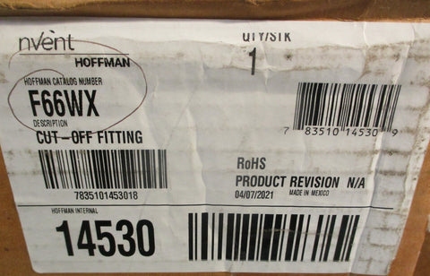 Hoffman Nvent F66WX CutOff Fitting Electrical Enclosure 14530 w/ Parts Bag