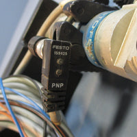 Mounted Festo DSNU2525PPV A Pneumatic Cylinder w/ Two 159425 Cables