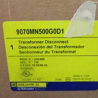 Square D 9070MN500G0D1 Transformer Disconnect 230/460V .5 kVA 50/60Hz