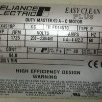 Reliance Electric P14X4510P Easy Clean Plus Duty Master AC Motor 7/8" Shaft Dia