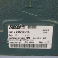 Dodge TIGEAR Gearbox Ratio 10:1 175 RPM Right Angle 4.83 Input HP 26Q10L14