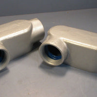 Lot of 2 Thomas & Betts 2" LL67 Form 7 Conduit Body Gray Iron w/ Zinc Plating