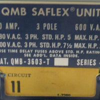 Square D QMB QMB3603T Saflex Unit 100 Amp 3 Pole 600 VAC Series 4