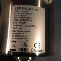 BAUMER LSP 05X Potentiometric Level Sensor Transmitter LSP051.028.2.000