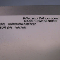Mass Flow Sensor Model H200S352NABMEZZZZ Micro Motion Stainless H-Series