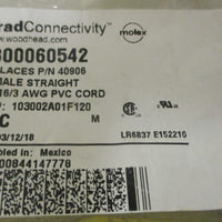 Brad Connectivity Woodehead 1300060542 Cordset 12' Long 16/3 AWG PVC Cord