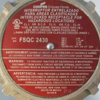 Cooper Crouse-Hinds FSQC2430 Interlocked Receptacle 4P 3W 120-600VAC 30A 3PH