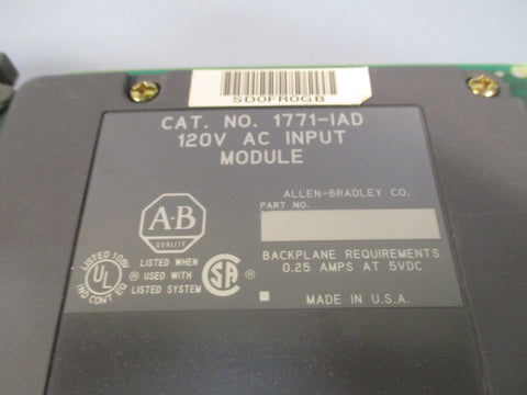 ALLEN BRADLEY INPUT MODULE SERIES A 1771IAD