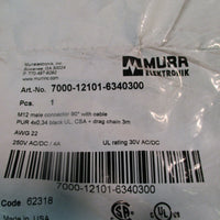 Murr M12 Male Connector 90° w/Cable 7000-12101-6340300 Factory Sealed LOT OF 3